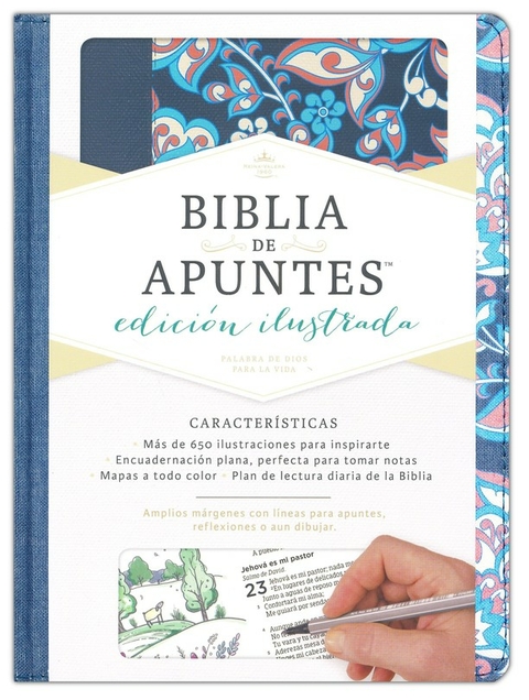 Biblia Reina Valera 1960 De Apuntes Ilustrada Tela Azul