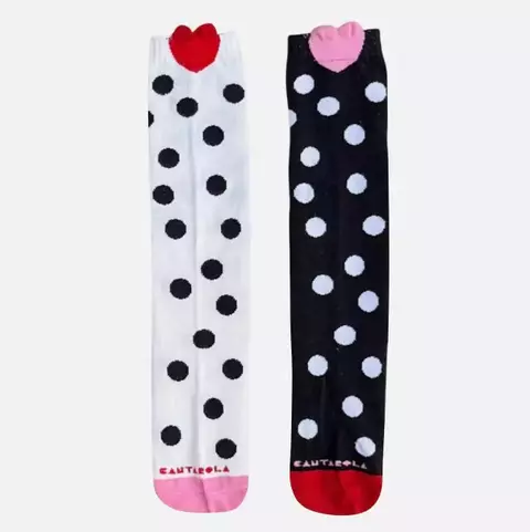 Meias 3/4 Amor P&B Poá e Coração Cantarola - comprar online