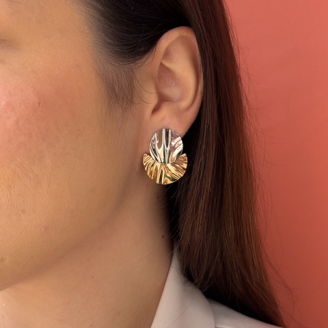 Brinco Organico - Banho de Ouro e Rodio Branco - comprar online