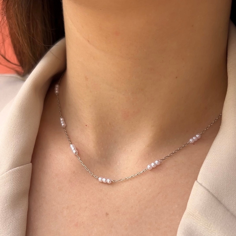 Choker Delicada de Perolas - Banho de Ródio - comprar online