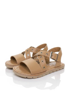 GAIA Sandalia Camel con ojalillos - Simonetta Calzado Infantil
