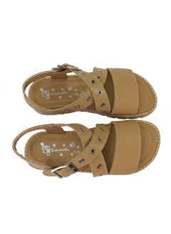 GAIA Sandalia Camel con ojalillos