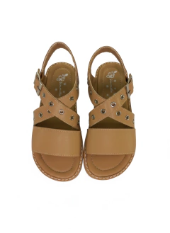 GAIA Sandalia Camel con ojalillos - tienda online