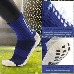 Imagem do Andoer Meias antiderrapantes masculinas de futebol Meias longas atléticas Meias absorventes esportivas para basquete, futebol, voleibol, corrida, trekking, caminhada, 1 par / 3, pares