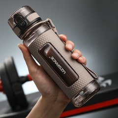 Uzspace esportes garrafa de água ginásio á prova de vazamento-drop-prova-shaker portátil chaleira de viagem ao ar livre bebida de plástico garrafa bpa - comprar online