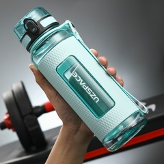 Imagem do Uzspace esportes garrafa de água ginásio á prova de vazamento-drop-prova-shaker portátil chaleira de viagem ao ar livre bebida de plástico garrafa bpa