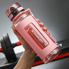 Imagem do Uzspace esportes garrafa de água ginásio á prova de vazamento-drop-prova-shaker portátil chaleira de viagem ao ar livre bebida de plástico garrafa bpa