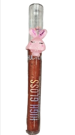 gloss huda vioji com gliter borboleta e anel tema de coelhinho