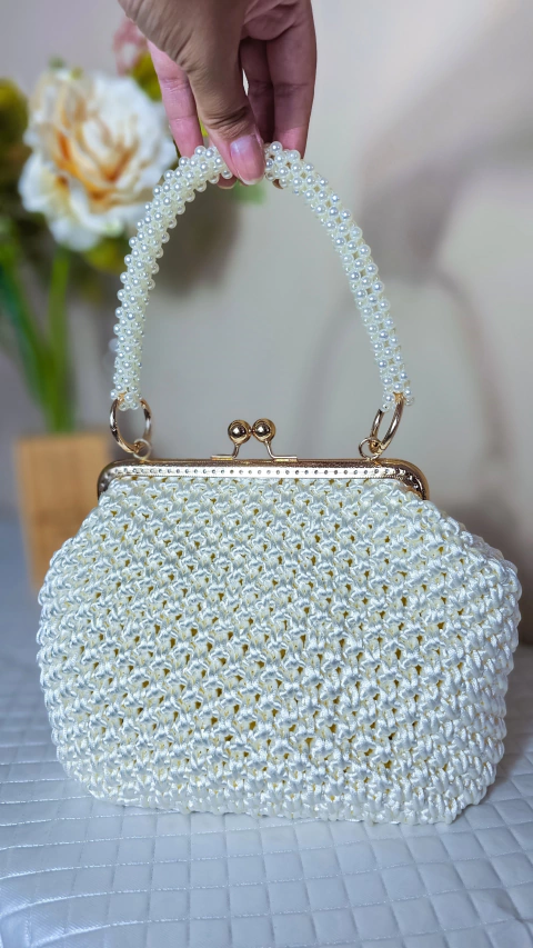 Bolsa de crochê vintage elegante