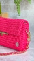 Bolsa de crochê elegante baguette de ombro rosa pink