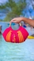 Bolsa de mão de crochê para a praia rosa e laranja