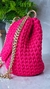 Bolsa de ombro de crochê de tamanho médio rosa pink