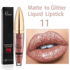 Matte glitter líquido batons diamante brilhante brilho labial à prova dwaterpr - loja online