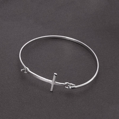 Pulseira Bracelete Cruz Fio Achatado