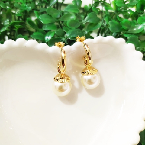Brinco Argola Pingente Pérola
