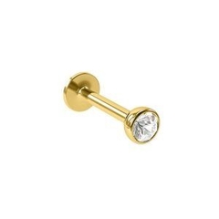 Piercing Labret PVD Gold Com Zircônia