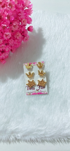 Trio Brincos Coroa