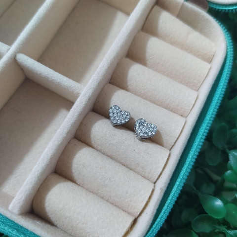 Brinco Coração Cravejado
