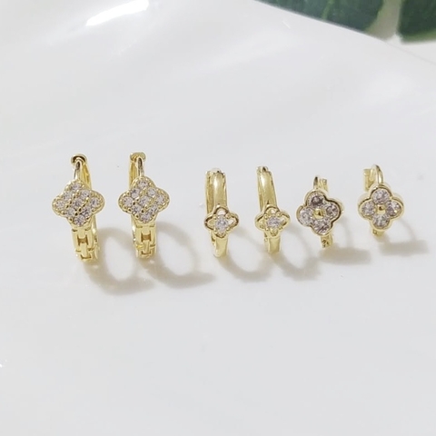 Trio Brincos Argolas Clicks Trevos - comprar online