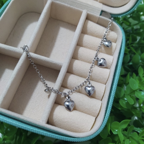 Pulseira Pingentes Corações
