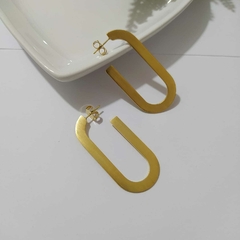 Brinco Argola Oval Escovada - Bela Flor Semijoias