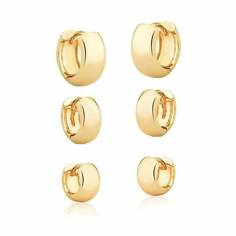 Trio Brincos Argolas Click Lisashi