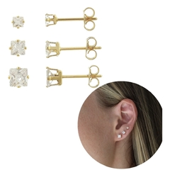 Trio Brincos Quadrado de Luz - comprar online