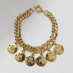 Pulseira Elo Duplo Pingentes Signos