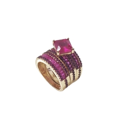 Anel Triplo Rosa