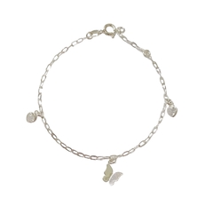 Pulseira Pingente Borboleta e Corações - comprar online