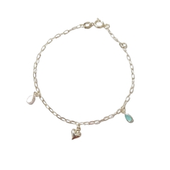 Pulseira Pingente Coração e Gota Colorida - comprar online