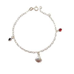 Pulseira Pingentes Concha e Corações - comprar online
