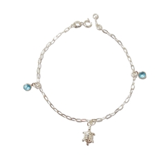 Pulseira Pingente Tartaruga e Ponto de Luz Coloridos