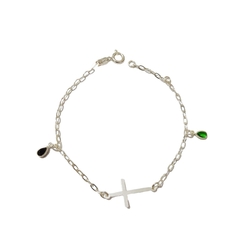 Pulseira Cruz Pingentes Gota Colorida