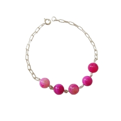 Pulseira Contas Ágata Rosa