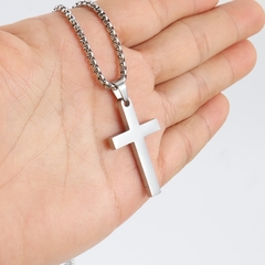 Colar clássico cruz masculino aço inoxidável preto ouro cor corrente pingente na internet