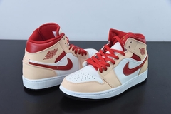 Imagem do Tênis Jordan 1 Mid Light Curry Cardinal Red