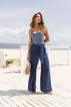 CALÇA AMARRAR GAZE AZUL - IZZA BRAND