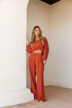 CALÇA PANTALONA PREGAS LINHO MISTO - comprar online
