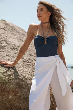 CALÇA LINHO TRANSPASSADA OFF-WHITE na internet