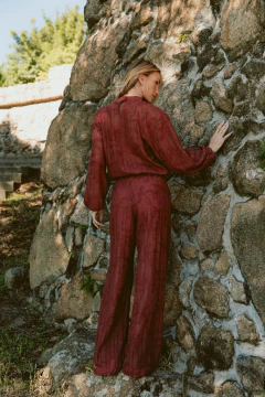 CALÇA PANTALONA TELA BORDADA