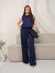 Conjunto Alfaiataria Linho Cropped e Calça Pantalona