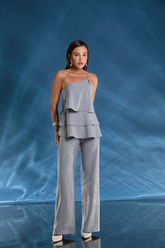 CONJUNTO BLUSA BABADO UM OMBRO SÓ - comprar online