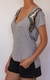 T-shirt Camiseta Eva Aplique Paetê Decote V