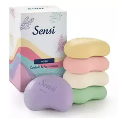 Sabonete Hidratante em Barra Sortidos Cuidado & Perfumação Sensi Jequiti 5 unidades de 80 gramas cada - Lojas Agape perfumes