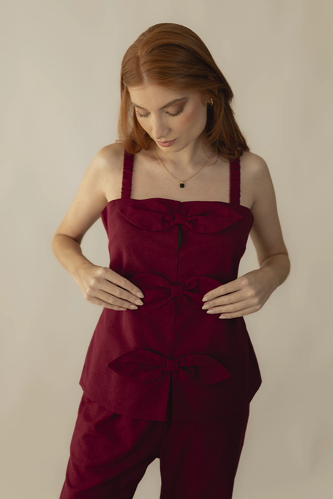 BLUSA LAÇOS LINHO ACALANTO