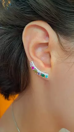 Brinco ear cuff zirconias coloridas na internet