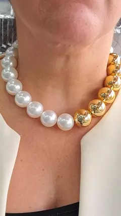 Colar bijuteria maxi bolas duo - Biju Artes