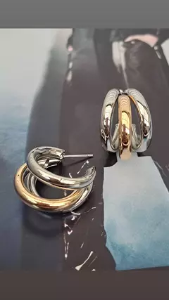 Brinco bijuteria argola duas cores