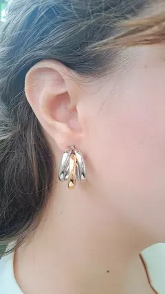 Brinco bijuteria argola duas cores - Biju Artes